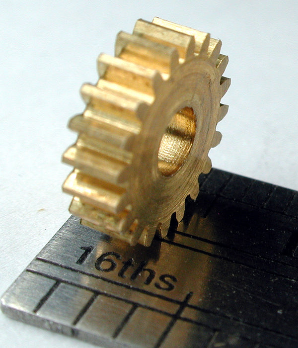 Spur Gear, 0.4mod x 20 Teeth x 8.8mm OD x 0.118" Face x 3.0mm Bore, Brass, Hubbed