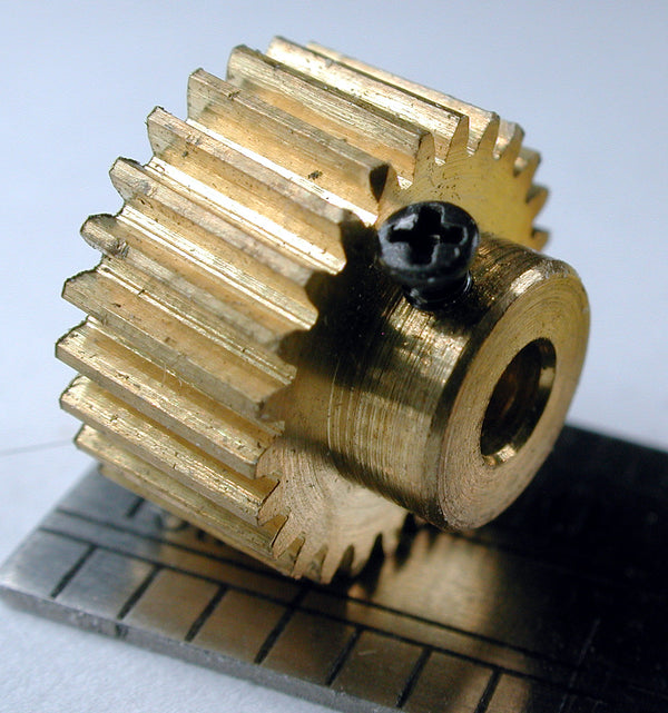 Worm Gear, 0.4mod x 25 Teeth x 10.7mm OD x 2.5mm Bore, Brass, Bossed With Set Screw