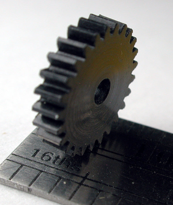 Reverse Worm Gear, 0.4mod x 25 Teeth x 10.8mm OD x 0.091" Face x 2.0mm Bore, Delrin