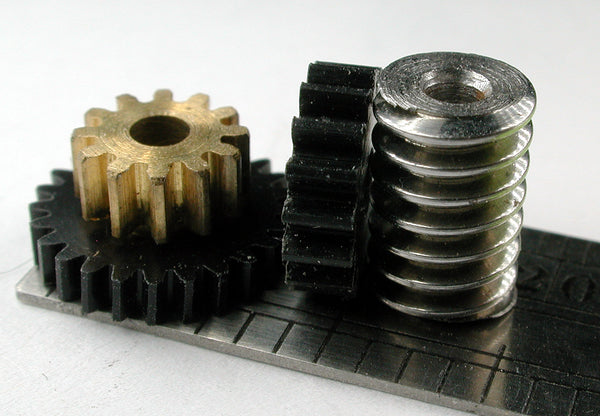 Spur/Worm Gear, 0.4mod x 12/25 Teeth x 3/32" Bore, Brass/Delrin