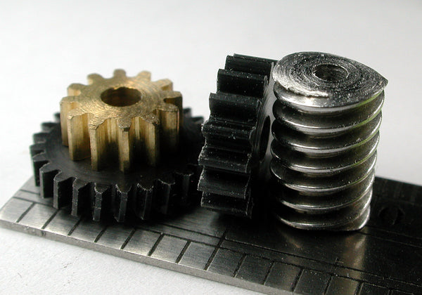 Spur/Worm Gear, Compound, 0.4mod x 12/25 Teeth, Brass/Delrin