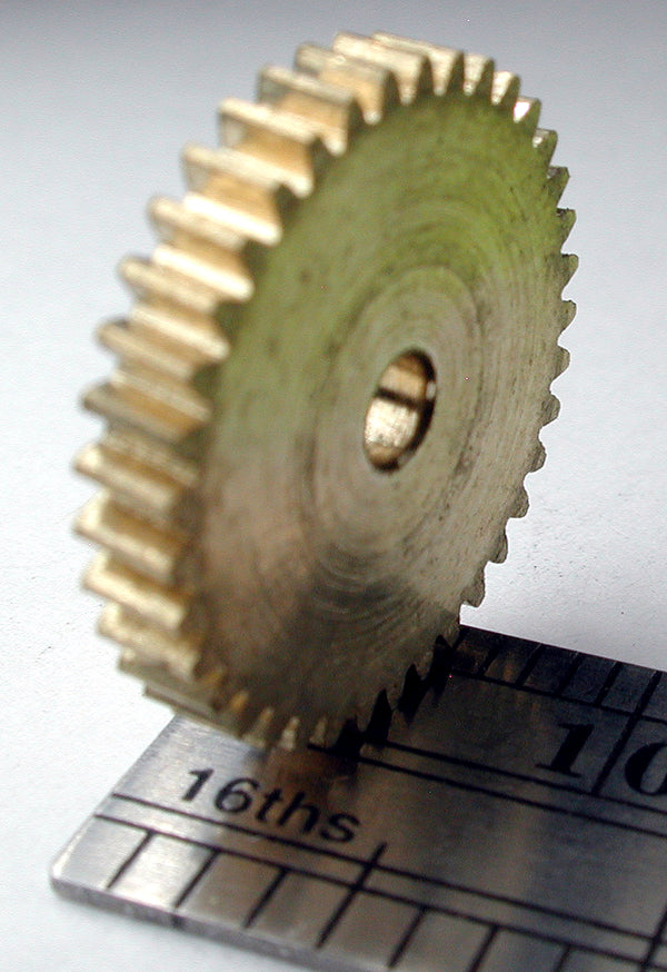 Worm Gear, 0.4mod x 37 Teeth x 15.6mm OD x 0.090" Face x 2.5mm Bore, Brass