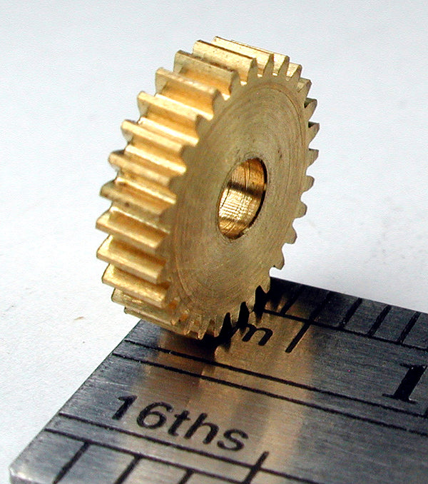 Worm Gear, 0.3mod x 28 Teeth x 8.9mm OD x 0.085" Face x 2.5mm Bore, Brass