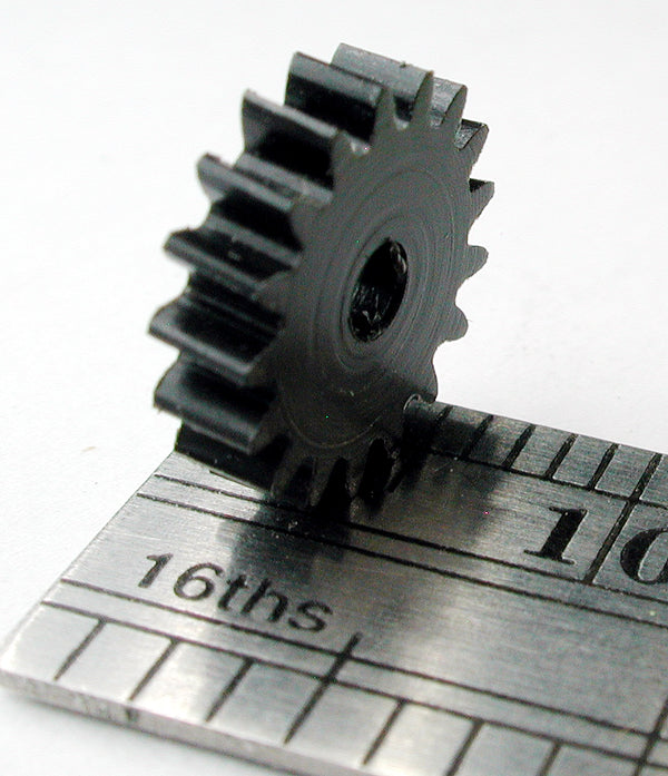 Worm Gear, 0.5mod x 17 Teeth x 9.5mm OD x 0.105" Face x 2.0mm Bore, Delrin