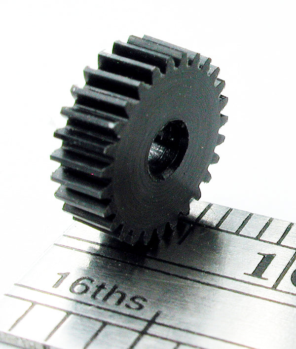 Reverse Worm Gear, 0.3mod x 27 Teeth x 8.5mm OD  x 0.110" Face x 3/32" Bore, Delrin