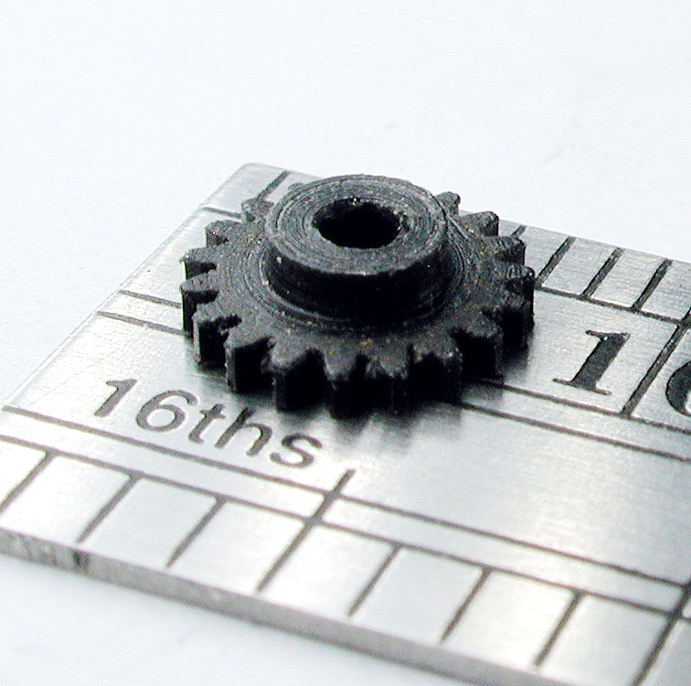 Spur Gear, 0.3mod x 19 Teeth x 6.4mm OD x 1.5mm Bore, Hubbed, Delrin