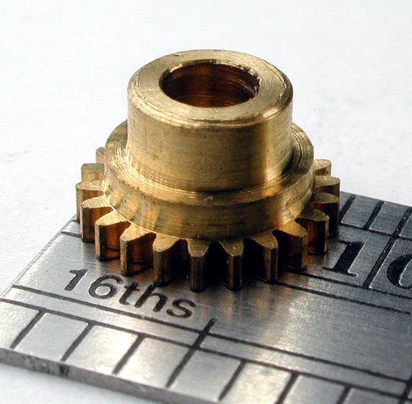 Spur Gear, 72DP x 22 Teeth x 8.4mm OD x 0.048" Face x 3.0mm Bore, Brass, Hubbed