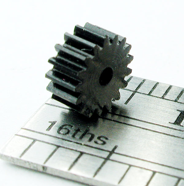 Spur Gear, 0.3mod x 17 Teeth x 5.7mm OD x 0.099" Face x 1.2mm Bore, Delrin