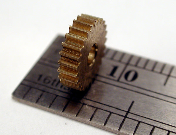 Worm Gear, 0.3mod x 25 Teeth x 8.1mm OD x 0.088" Face x 3/32" Bore, Brass