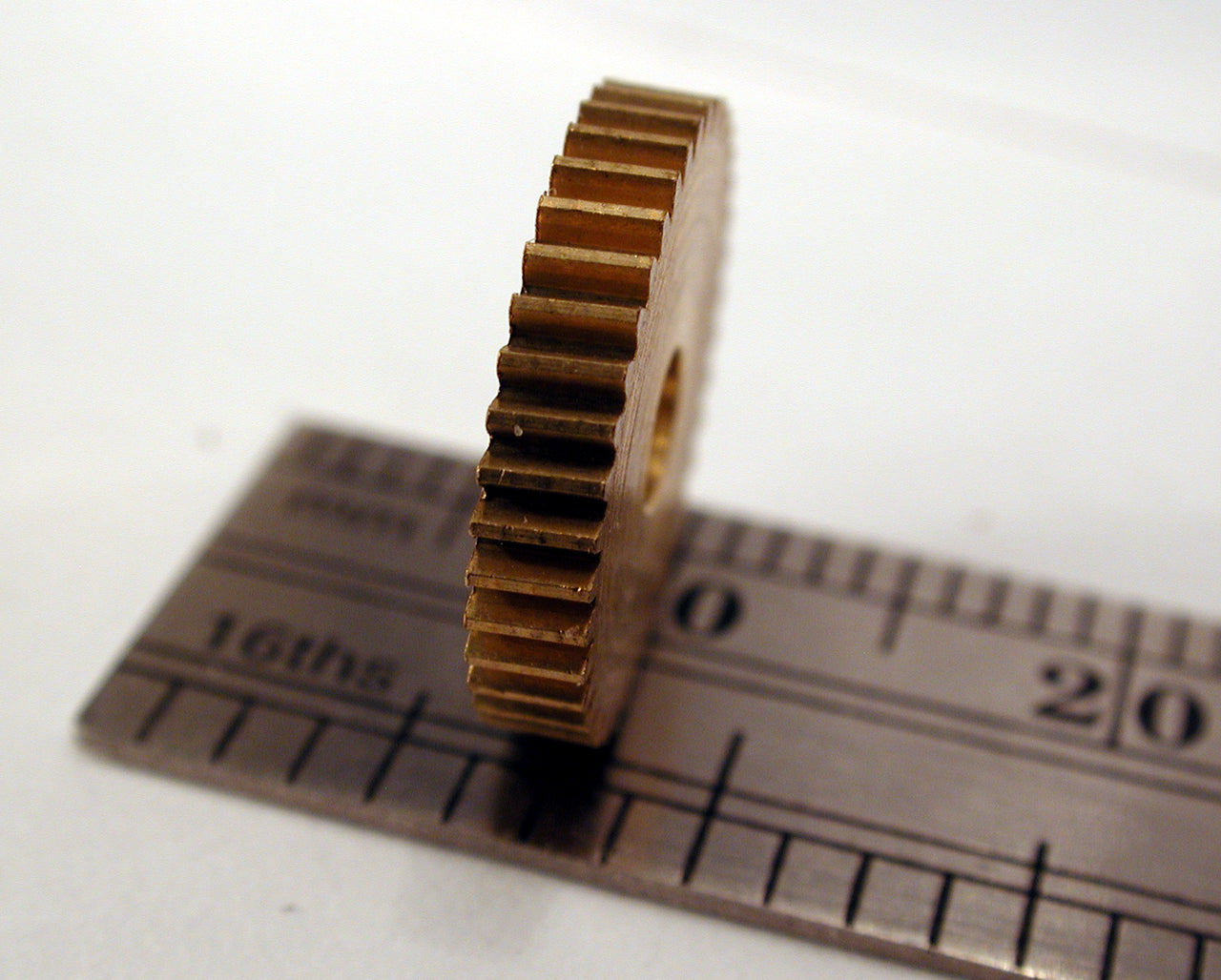 Reverse Worm Gear, 0.3mod x 40 Teeth x 12.6mm OD x 0.088" Face x 1/8" Bore, Brass