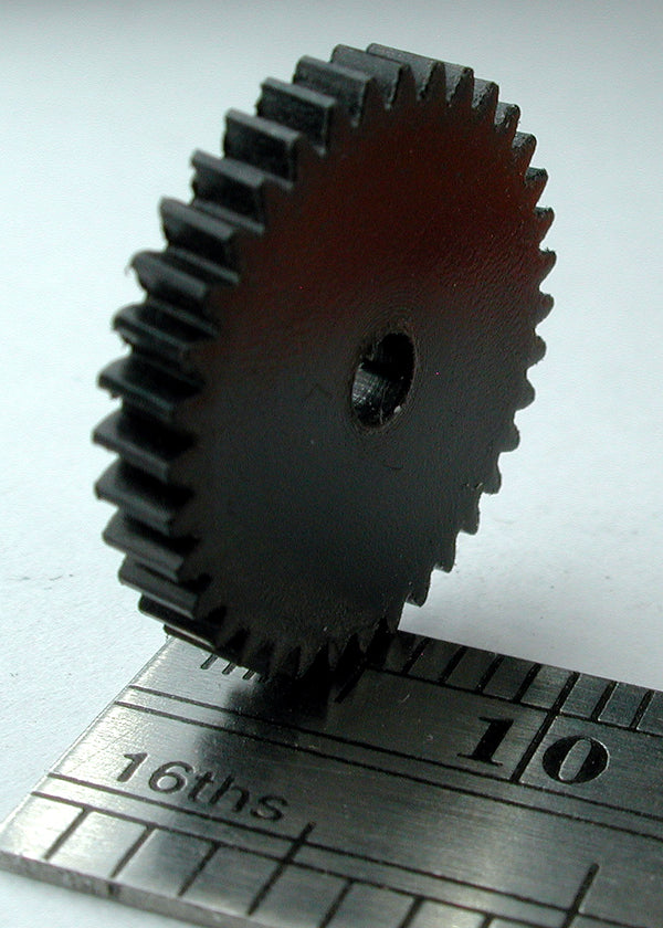 Worm Gear, 0.4mod x 36 Teeth x 15.2mm OD x 0.090" Face x 2.4mm Bore, Delrin