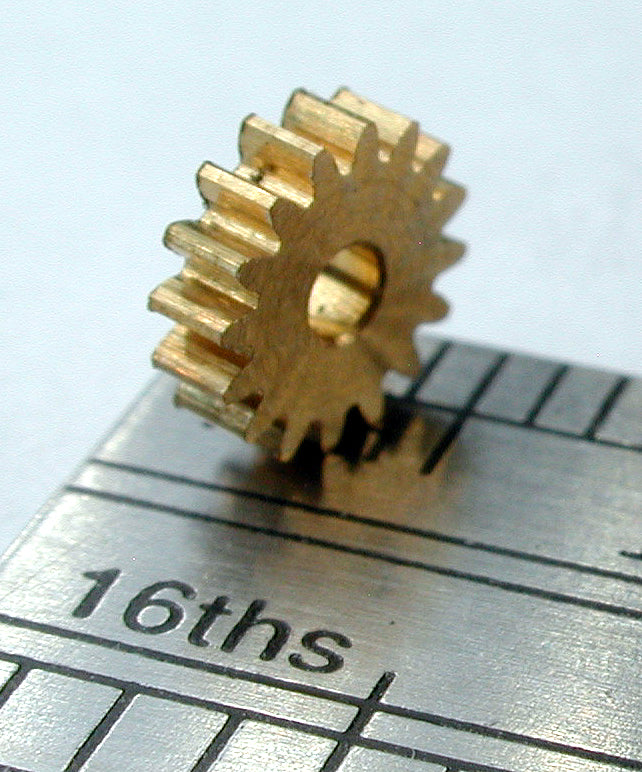 Spur Gear, 0.3mod x 16 Teeth x 5.25mm OD x 0.059" Face x 1.5mm Bore, Brass