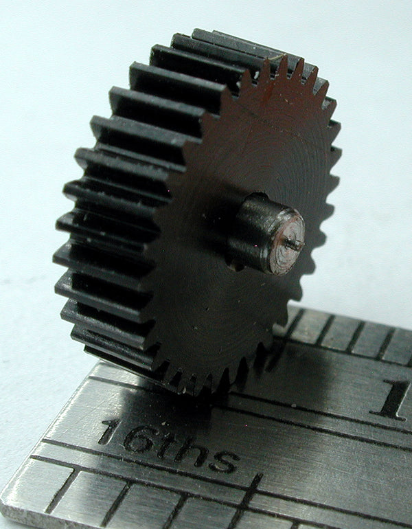 Reverse Worm Gear, 0.3mod x 32 Teeth x 10.35mm OD x 0.114" Face x 2.0mm Bore, Delrin