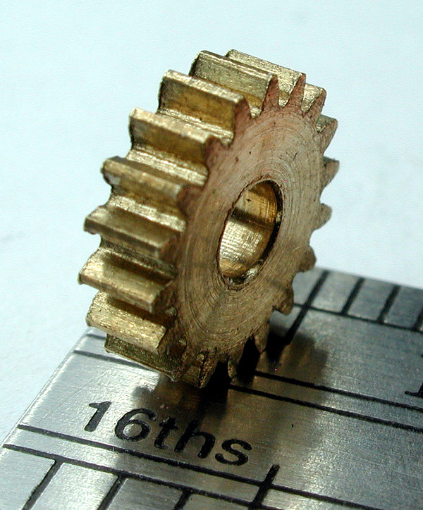 Spur Gear, 0.4mod x 18 Teeth x 8.0mm OD x 0.087" Face x 2.5mm Bore, Brass