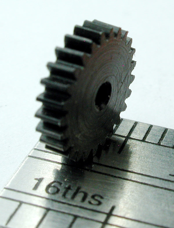 Reverse Worm Gear, 0.3mod x 25 Teeth x 8.1mm OD x 0.078" Face x 1.5mm Bore, Delrin