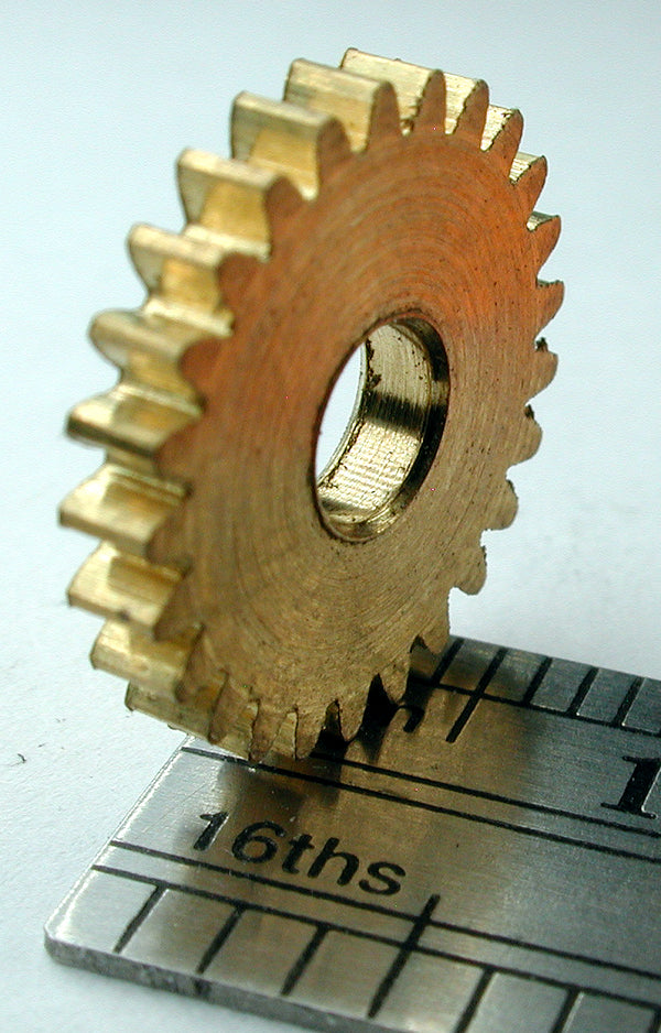 Spur Gear,  0.5mod x 25 Teeth x 13.35mm OD x 0.074" Face x 4.0mm Bore, Brass