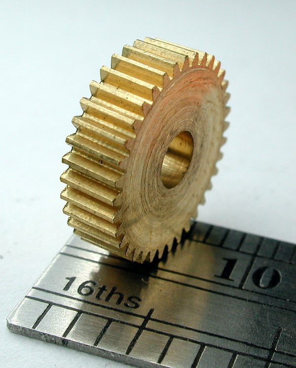 Worm Gear, 0.3mod x 36 Teeth x 11.3mm OD x 0.124" Face x 1/8" Bore, Brass