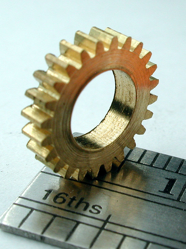 Spur Gear, 0.4mod x 24 Teeth x 10.4mm OD x 0.084" Face x 5.75mm Bore, Brass