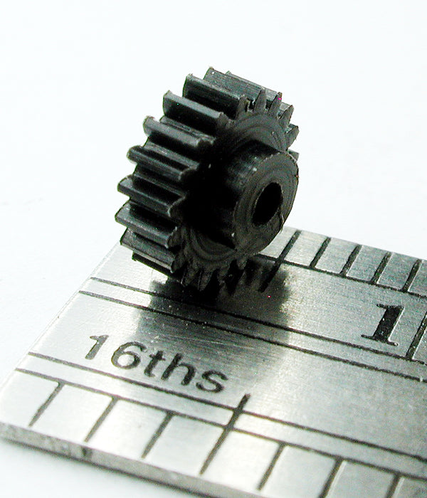 Spur Gear, 0.3mod x 19 Teeth x 6.4mm OD x 0.079" Face x 1.5mm Bore, Hubbed, Delrin