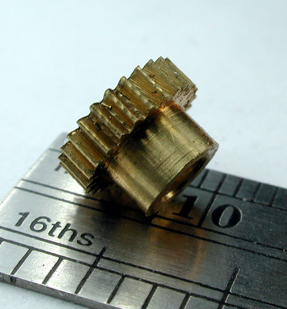 Spur Gear, 0.3mod x 24 Teeth x 7.8mm OD x 0.125" Face x 3.0mm Bore, Hubbed, Brass