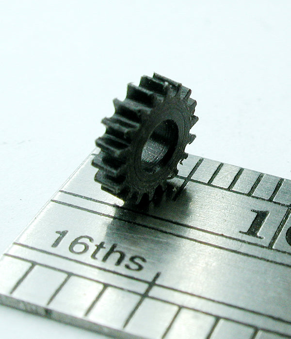 Reverse Worm Gear, 0.3mod x 18 Teeth x 5.75mm OD x 0.059" Face x 2.3mm Bore, Delrin