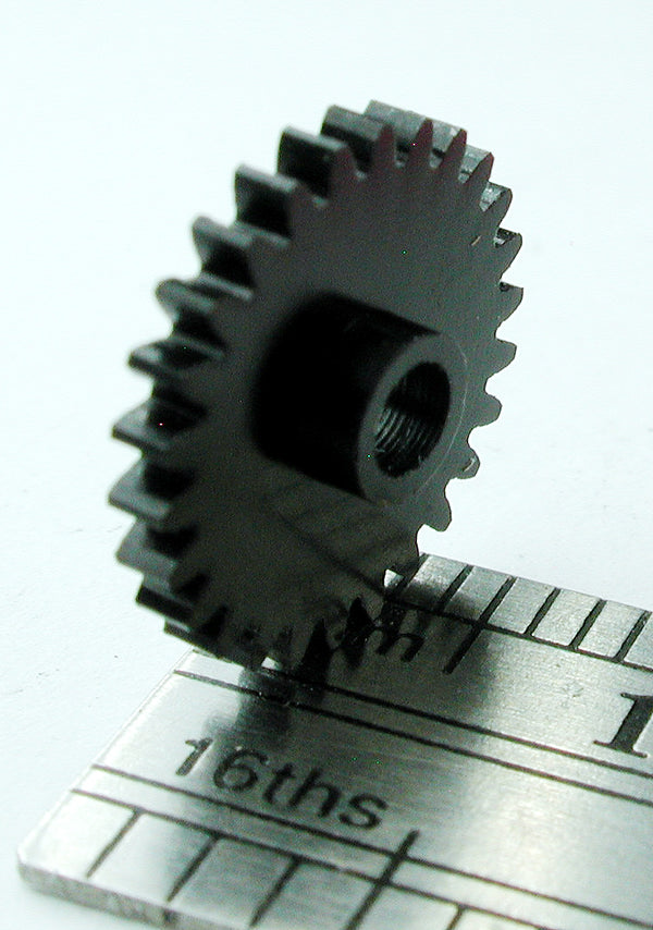 Spur Gear, 0.4mod x 26 Teeth x 11.2mm OD x 0.052" Face x 2.4mm Bore, Delrin