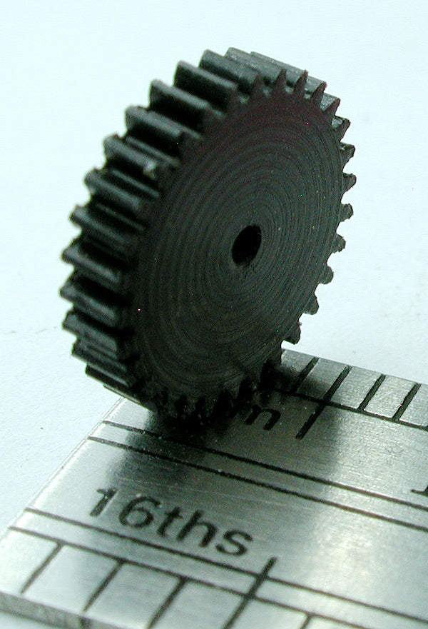 Worm Gear, 0.3mod x 30 Teeth x 9.7mm OD x 0.075" Face x 1.0mm Bore, Delrin