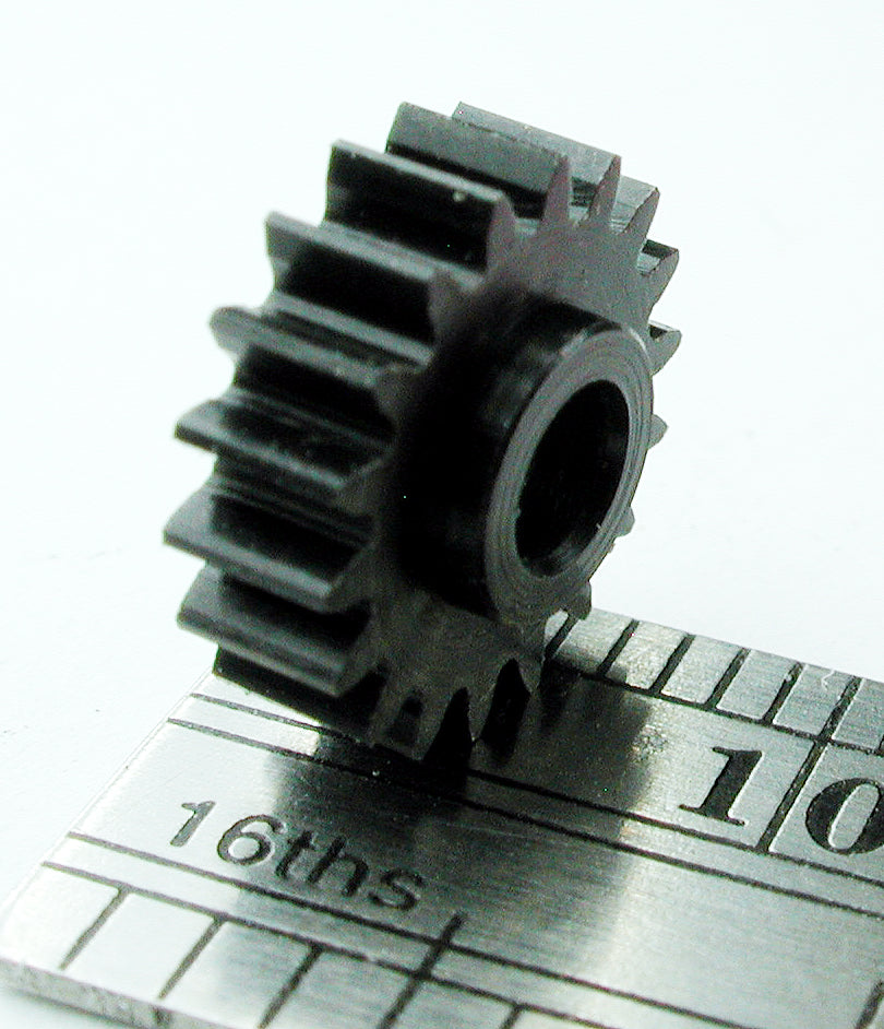 Spur Gear, 0.5mod x 18 Teeth x 10.0mm OD x 0.118" Face x 3.0mm Bore, Delrin, Hubbed