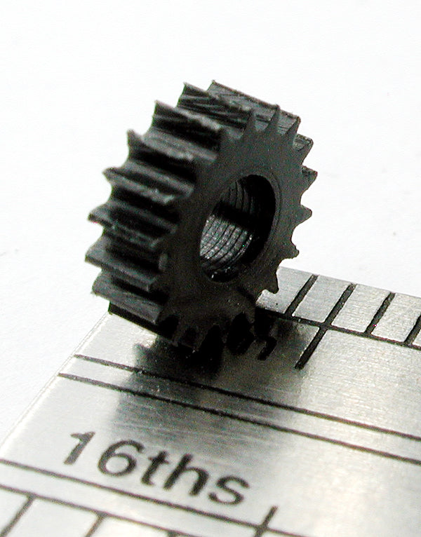 Spur Gear, 0.3mod x 18 Teeth x 5.97mm OD x 0.079" Face x 2.4mm Bore, Delrin