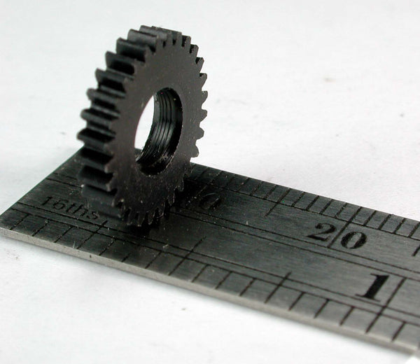 Worm Gear, 0.4mod, 28 Teeth x 12.10mm OD x 0.087" Face x 5.0mm Bore, Delrin