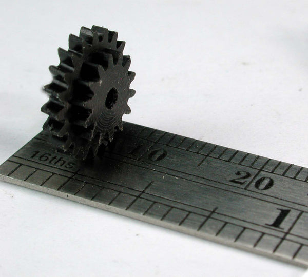 Worm/Spur Gear, Compound, 0.5mod x 20/14 Teeth x 2.4mm Bore, Delrin