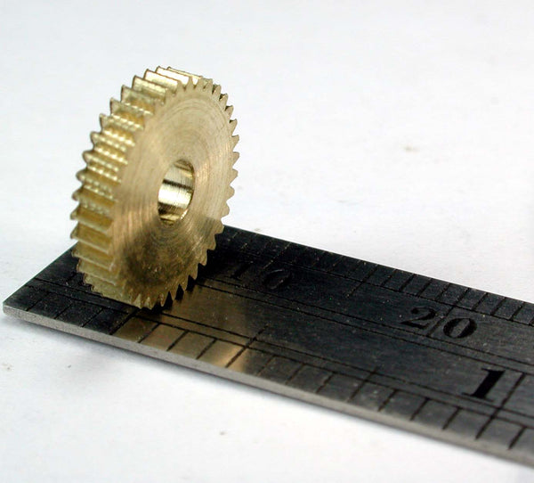 Worm Gear, 2 Lead, 0.3mod x 36 Teeth x 11.4mm OD x 0.085" Face x 1/8" bore, Brass