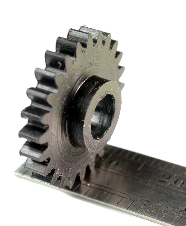 Spur Gear, 0.8mod x 24 Teeth x 20.65mm OD x 0.118" Face x 6.0mm Bore, Single Hub, Delrin