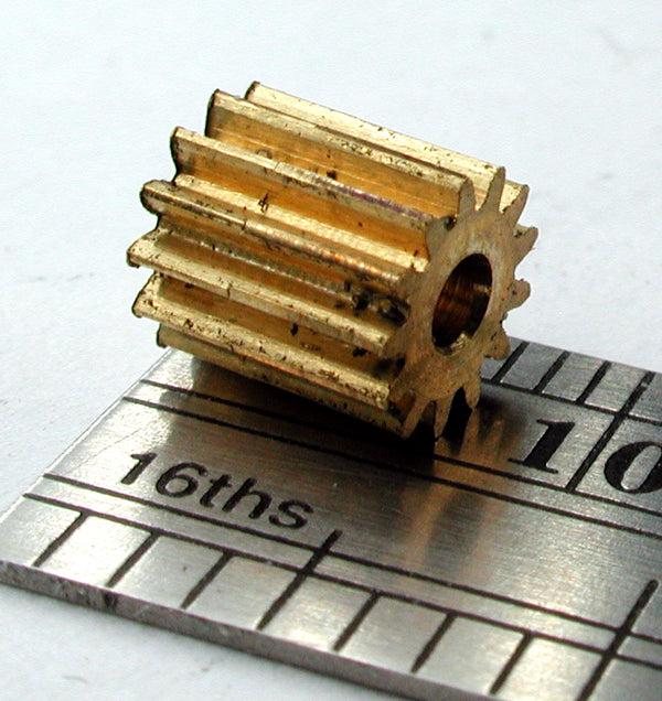 Spur Gear, 0.4mod x 13 Teeth x 6.0mm OD x 0.250" Face x 2.0mm Bore, Brass