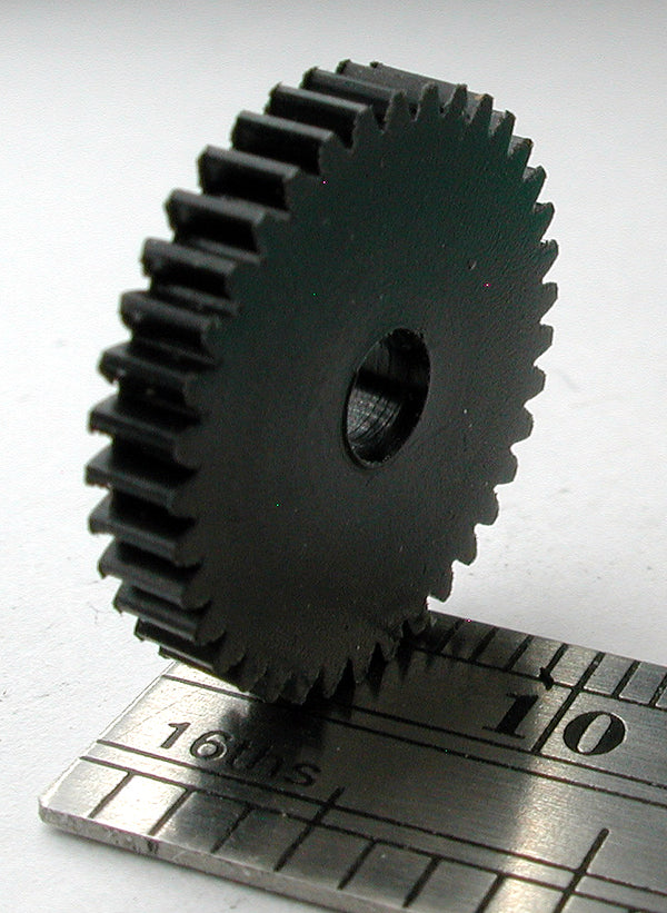 Reverse Worm Gear, 0.4mod x 37 Teeth x 15.6mm OD x 0.099" Face x 3.0mm Bore, Delrin