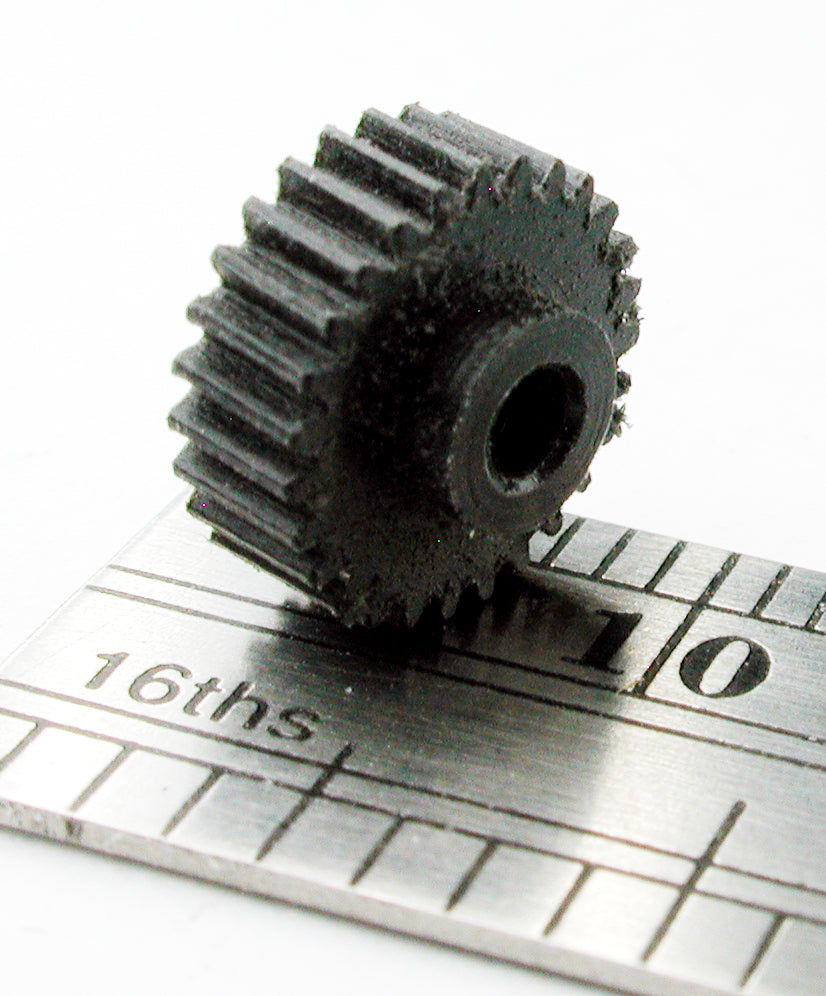 Worm Gear, 0.3mod x 27 Teeth x 8.5mm OD x 0.118" Face x 2.0mm Bore, Delrin, Hubbed
