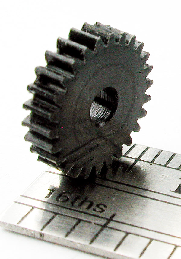 Spur Gear, 0.35mod x 26 Teeth x 9.8mm OD x 0.091" Face, 2.4mm Bore, Delrin