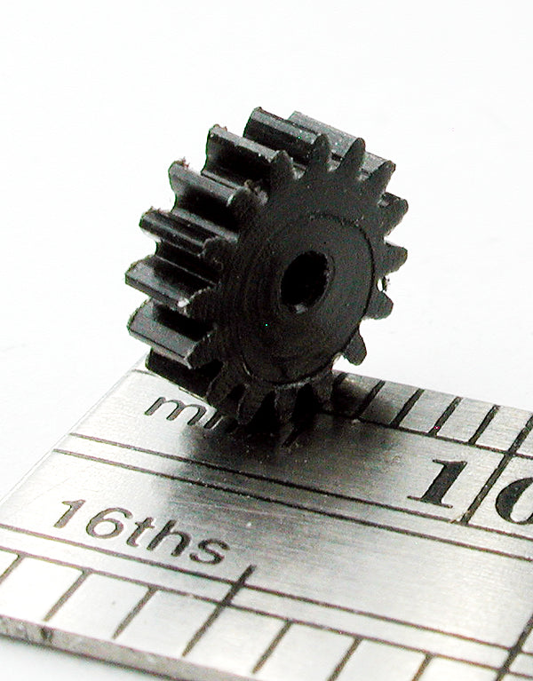 Spur Gear, 0.4mod x 16 Teeth x 7.05mm OD x 0.091" Face x 1.0mm Bore, Delrin