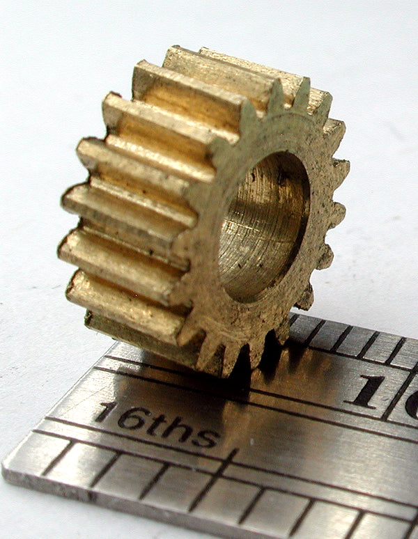 Worm Gear, 0.5mod x 18 Teeth x 10.0mm OD x 0.170" Face x 3/16" Bore, Brass