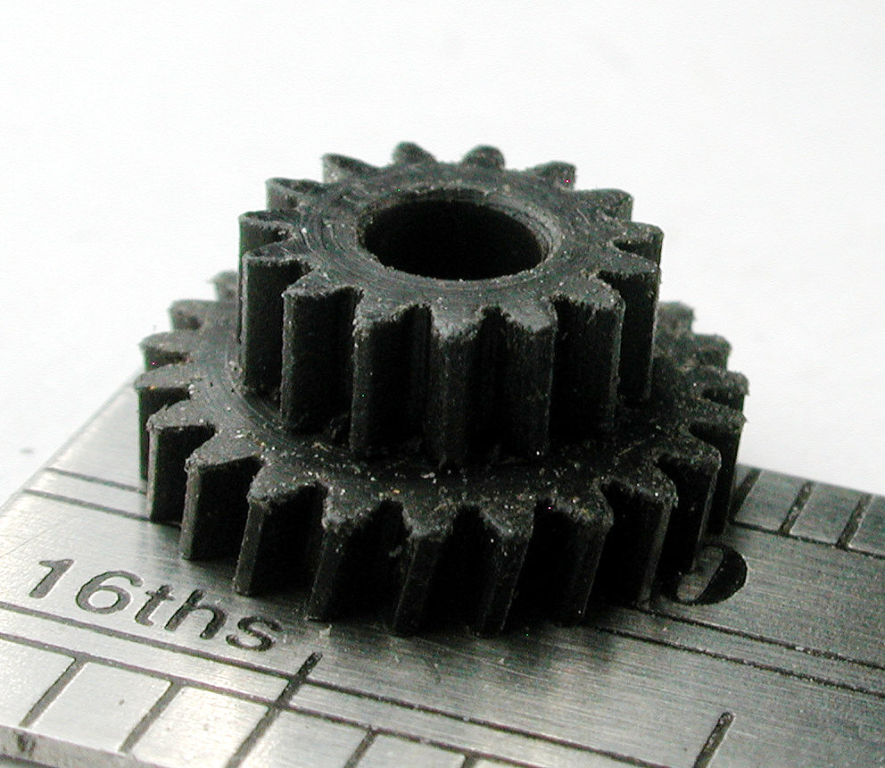 Spur/Worm Gear, Compound, 0.4mod 15/23 Teeth x 3.0mm Bore  WG(2-lead) compound gear 3.0mm bore, Delrin/Delrin