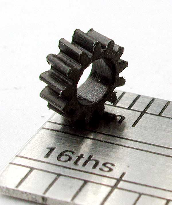 Worm Gear, 0.35mod x 13 Teeth x 5.3mm OD x 0.077" Face x 3.0mm Bore, Delrin