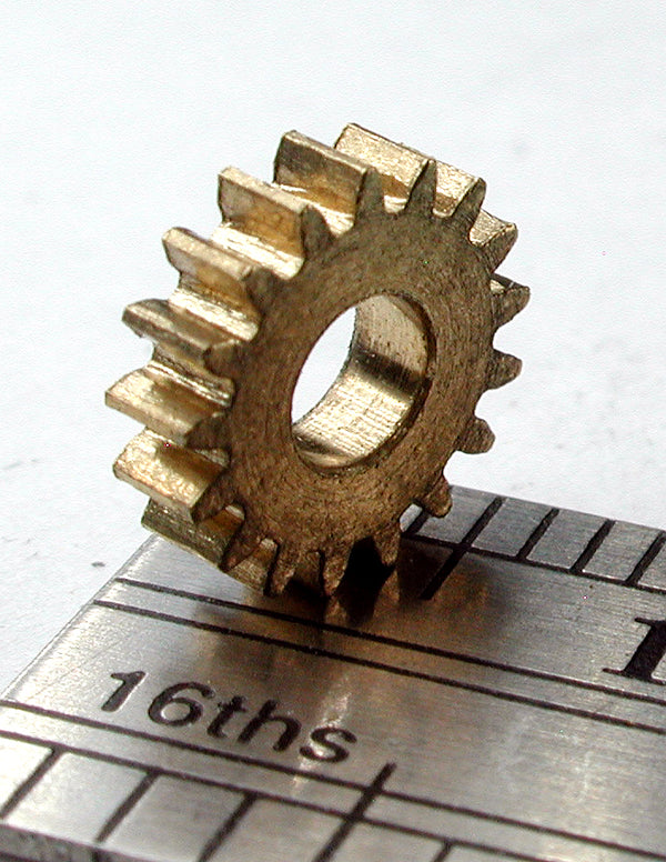 Spur Gear, 0.4mod x 17 Teeth x 7.6mm OD x 0.076" Face x 3.0mm Bore, Brass