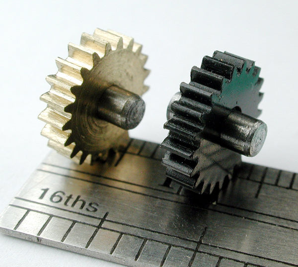 Spur Gear, 0.4mod x 21 Teeth x 9.0mm OD x 2.5mm Bore, Assembled on 2.5mm x 6.5mm Shaft (2/pkg)