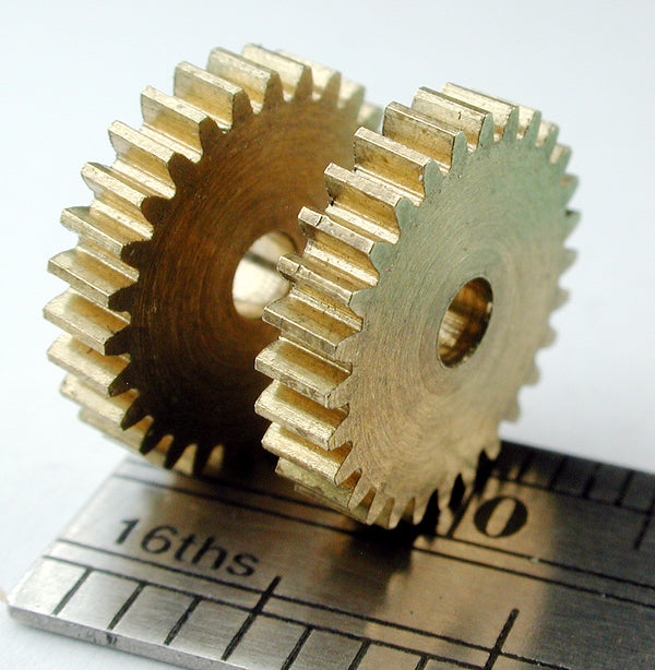 Worm Gear, 0.4mod x 28 Teeth x 12.0mm OD x 0.093" Face x 2.5mm Bore, Brass (2/pkg)