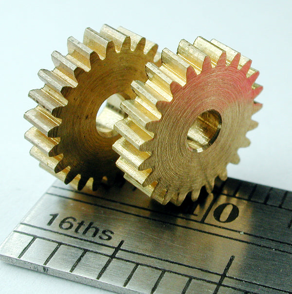 Worm Gear, 0.4mod x 23 Teeth x 10.0mm OD x 0.091" Face x 2.5mm Bore, Brass (2/pkg)