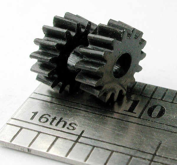 Reverse Worm Gear, 0.4mod x 15 Teeth x 6.8mm OD x 0.093" Face x 2.4mm Bore (2/pkg)