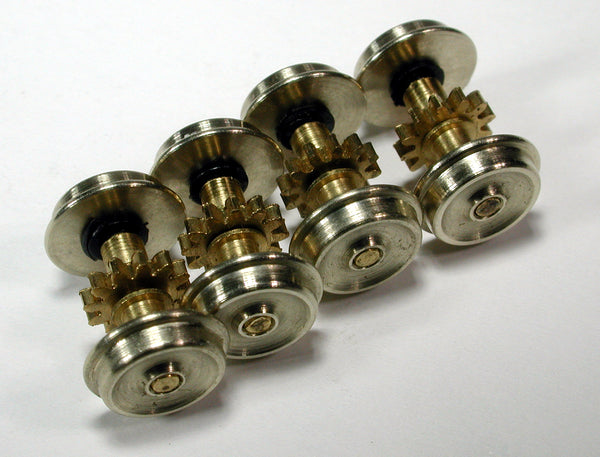 N Scale Wheelset, 40"/72, 1.5mm x 0.445" Flush Axle with 12T Spur Gear (4/pkg)