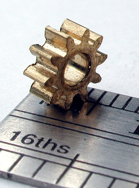 Spur Gear, 0.5mod x 10 Teeth x 6.0mm OD x 2.4mm Bore, Brass