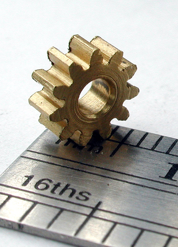 Spur Gear, 0.5mod x 11 Teeth x 6.5mm OD x 2.4mm Bore, Brass