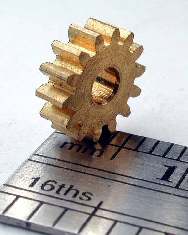 Spur Gear, 0.5mod x 14 Teeth x 8.0mm OD x 2.4mm Bore, Brass